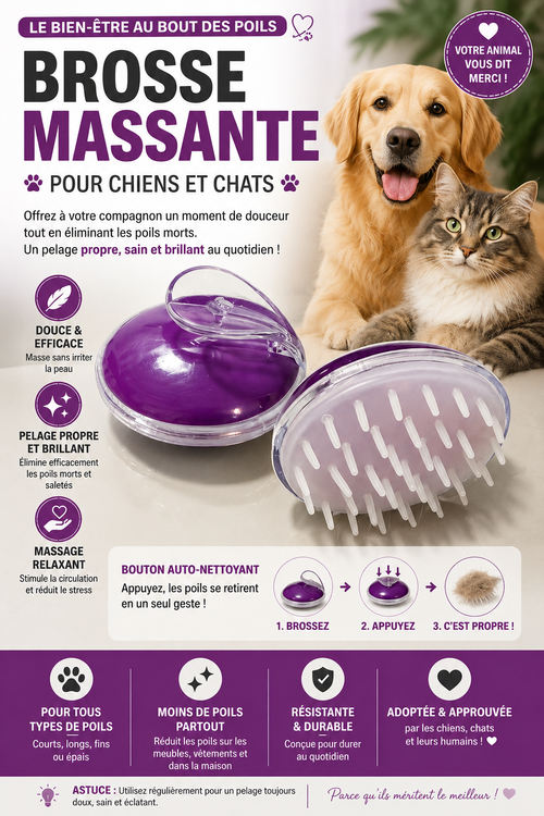 Brosse de massage silicone pour chat et chien - vue principale du produit